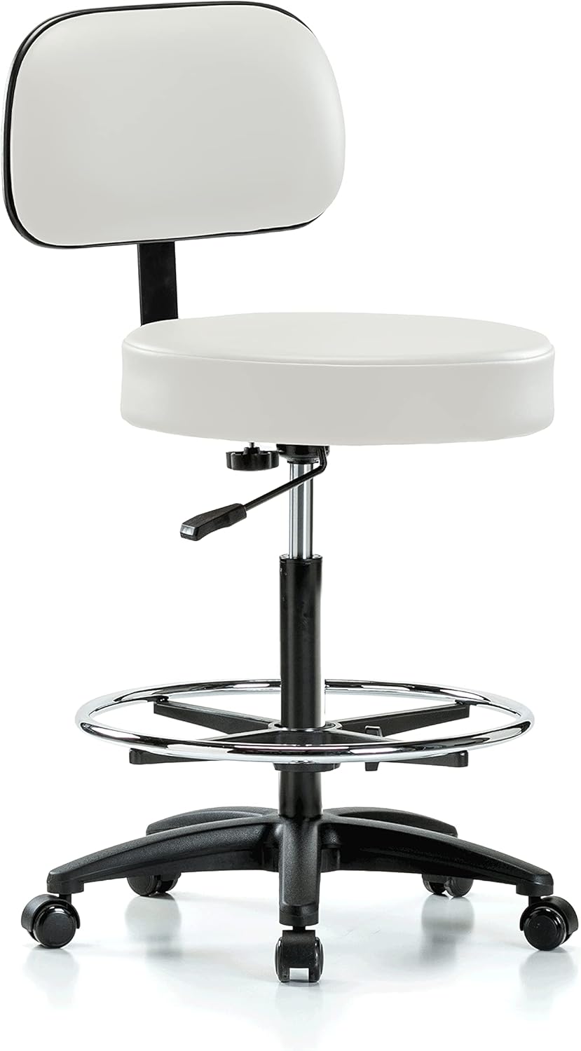 Rolling Height Adjustable Exam Stool with Back C726