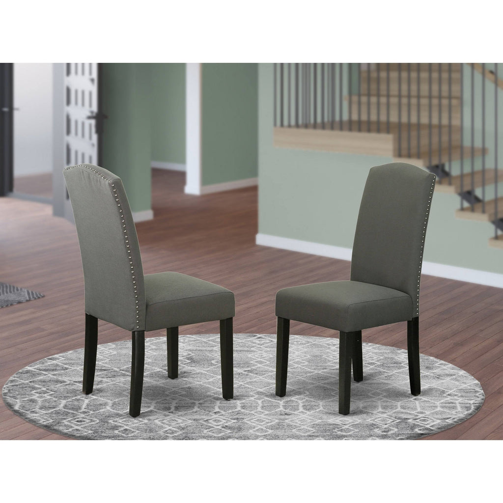 Linen Fabric Chair Set of 2 with Oak Leg S74046