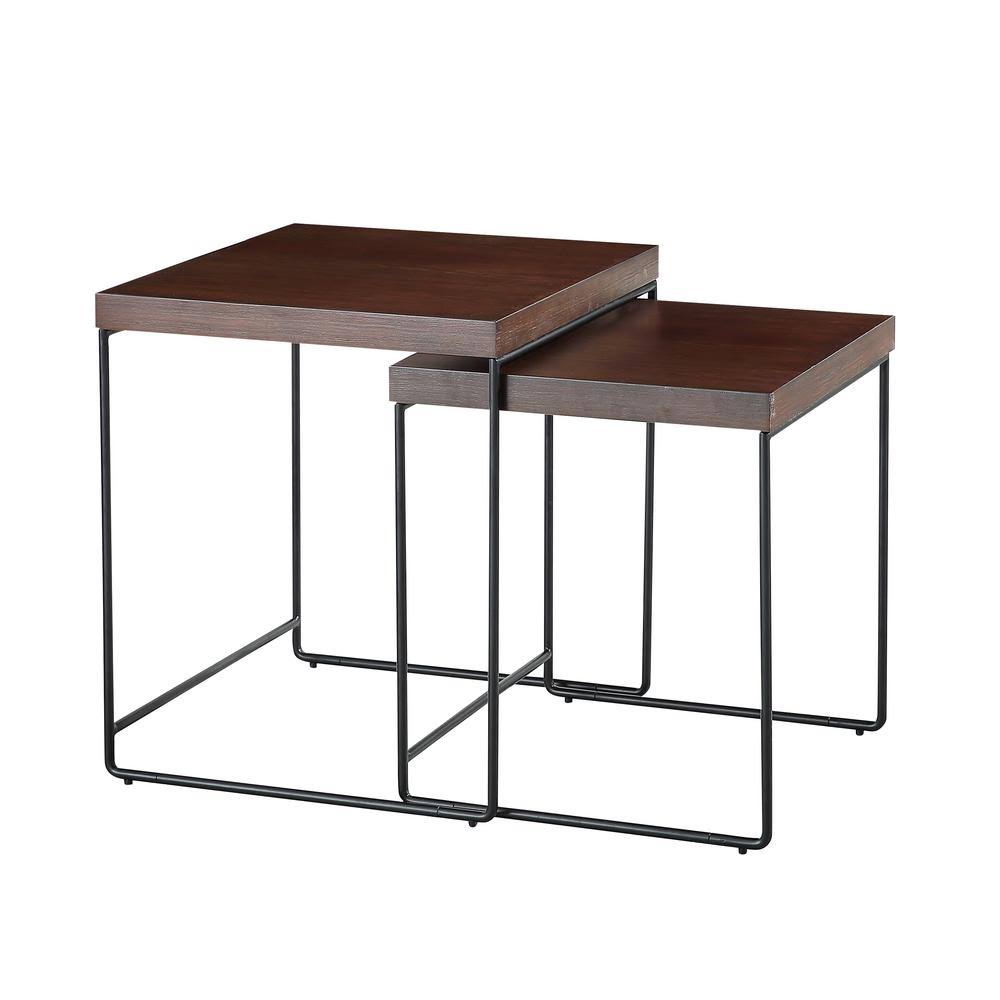 2-Piece Walnut Veneer Nesting End Table Set J16264