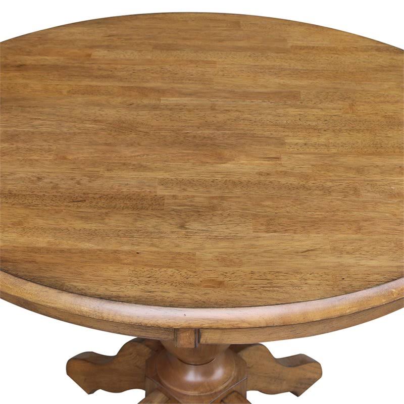 Pecan Round Top Pedestal Table with 2 Chairs S366394