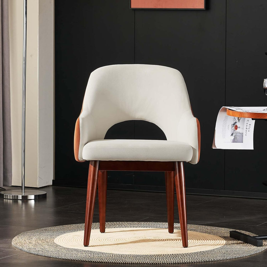 Velvet Arm Accent Chair Set of 2 with Solid Wood C425