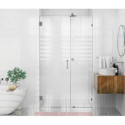 45.5x22 x 78x22 Hinged Frameless Shower Door Brushed Nickel V553567