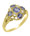 9k Yellow Gold Tanzanite Diamond Statement Ring O2528