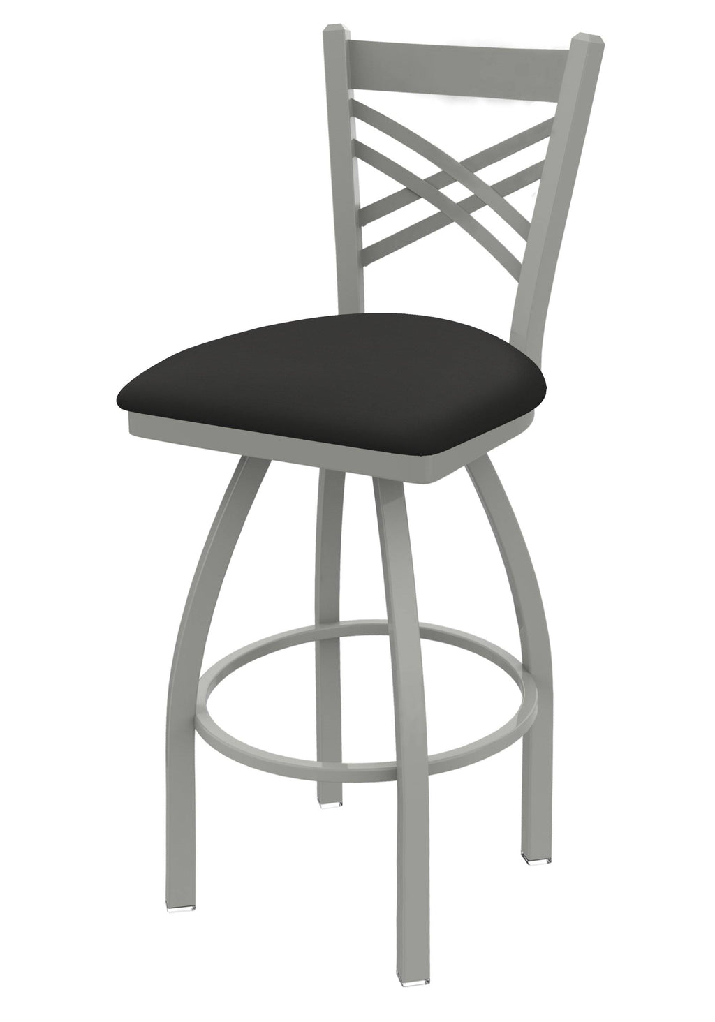 25 inch Swivel Counter Stool with Anodized Nickel Finish and Canter Iron Seat W21981