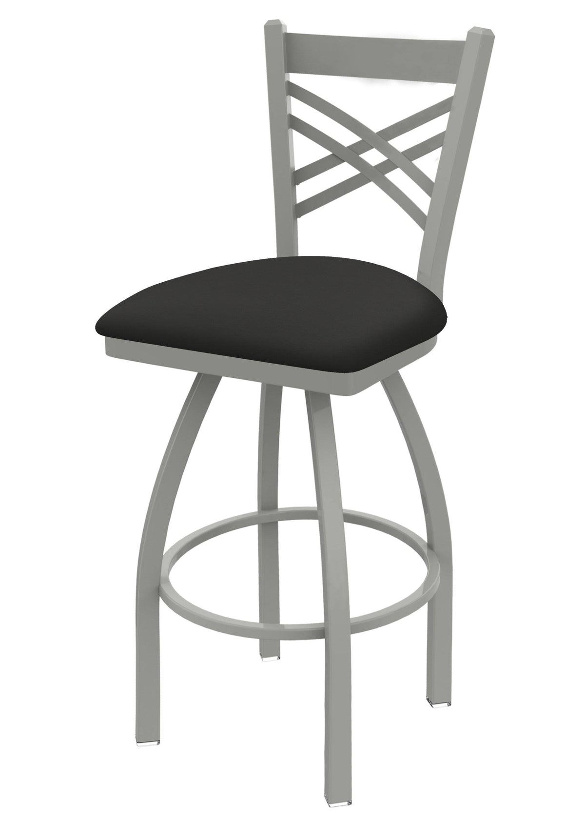 25 inch Swivel Counter Stool with Anodized Nickel Finish and Canter Iron Seat W21981