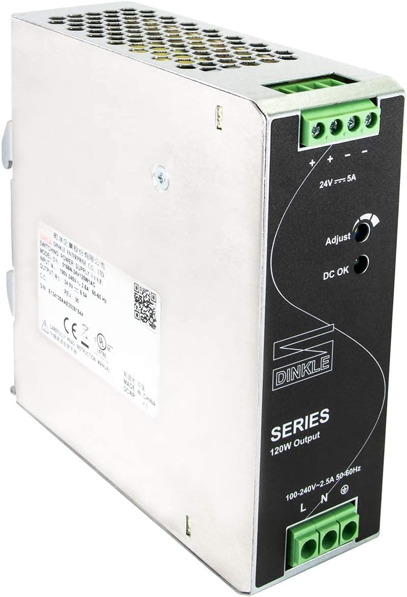 24V DC 120W 5A DIN-Rail Power Supply, Pack of 2 V68009