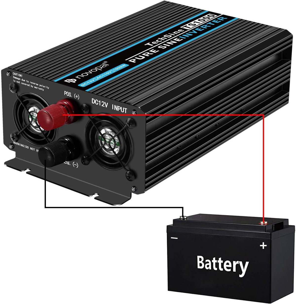 Pure Sine Wave Power Inverter 1000 Watt 12V DC to 110V AC Converter with 4 AC Outlets and One USB Port B977