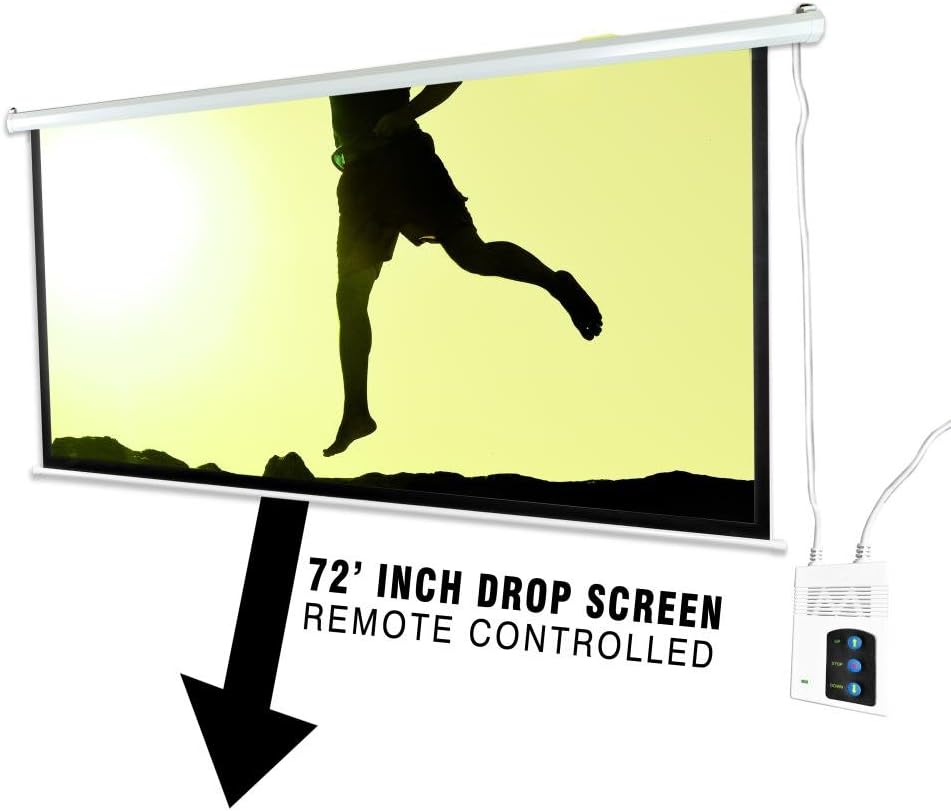 72" Matte White Motorized Projector Screen with Remote and Case H902388