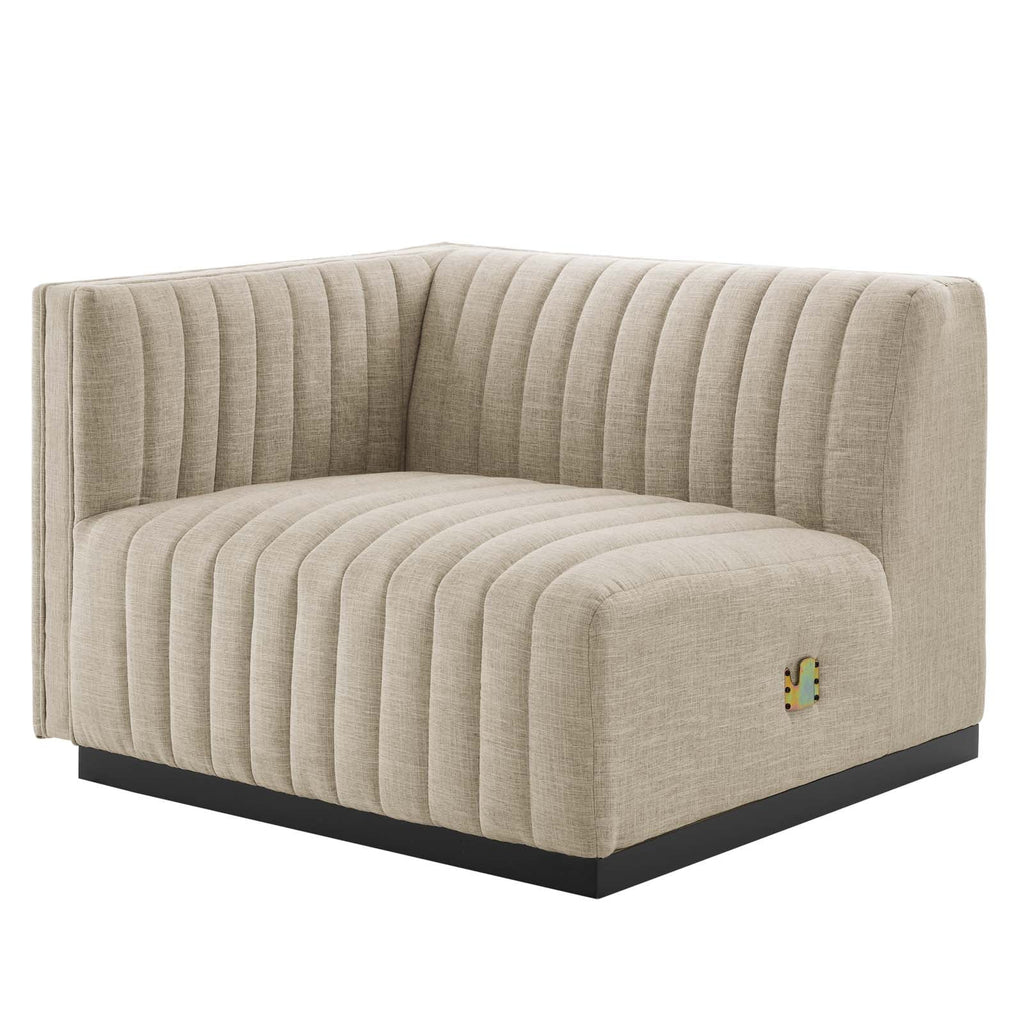 Black Beige Tufted Fabric Sofa K496214