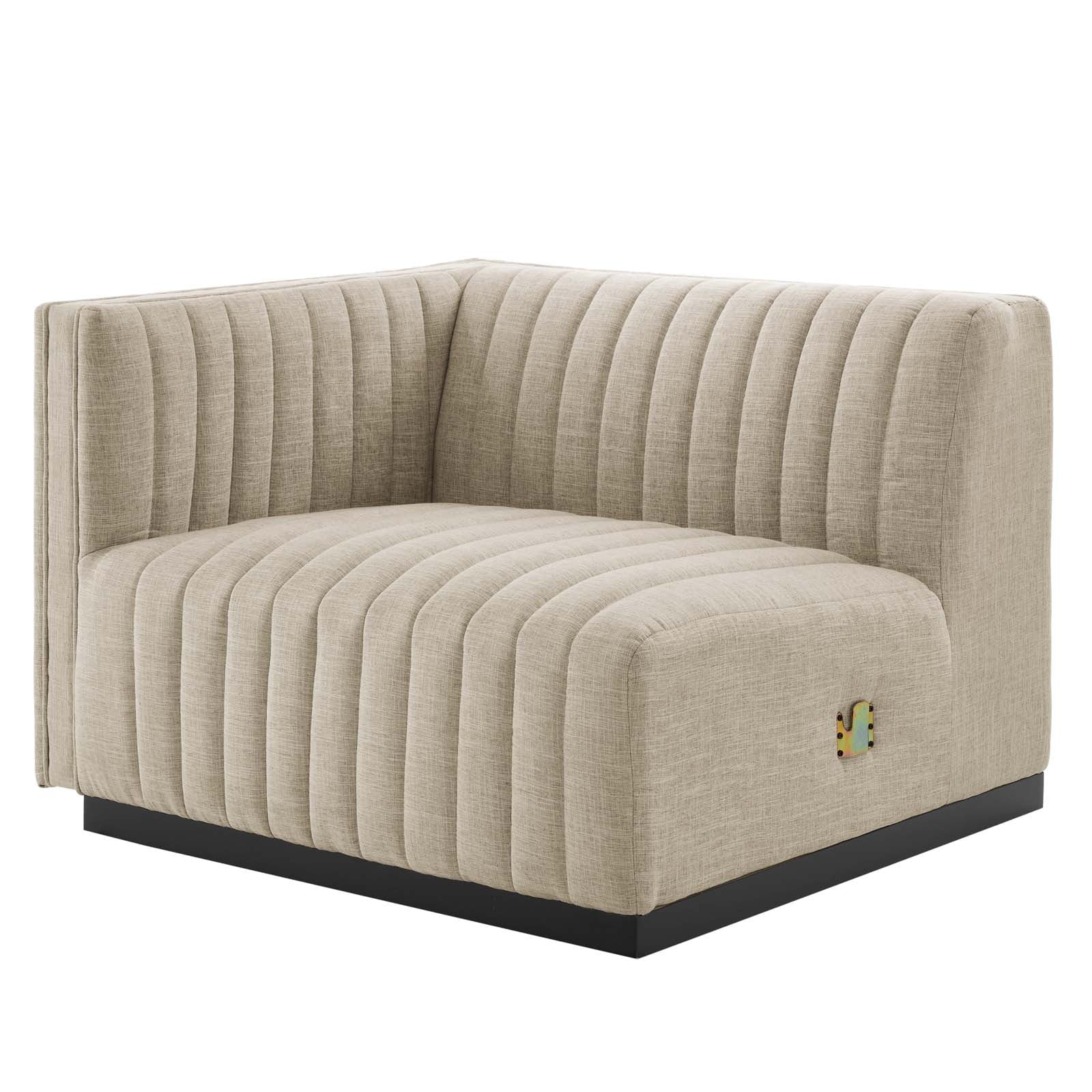 Black Beige Tufted Fabric Sofa K496214