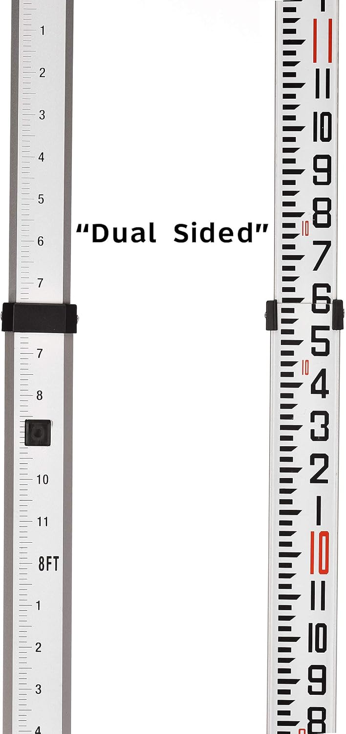 4 Meter Dual Sided Aluminum Grade Rod with Carrying Case Pack of 2 C336559