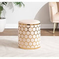 Cream Velvet Round Storage Ottoman D75962