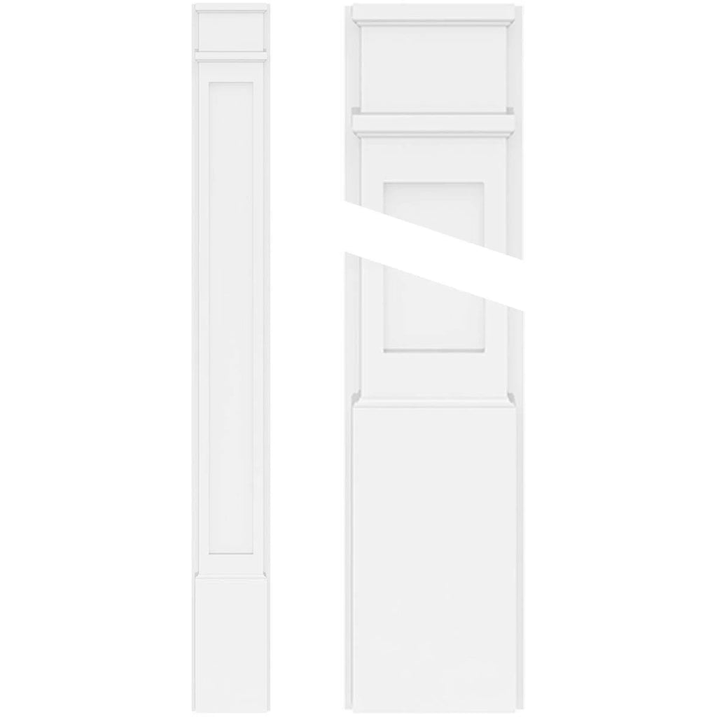 6x22W x 96x22H x 2x22P Flat Panel PVC Pilaster with Decorative Capital and Base (Pair) I5284