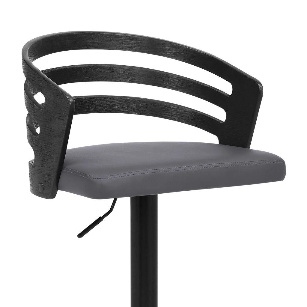 Gray/Black Faux Leather Swivel Bar Stool Z75467