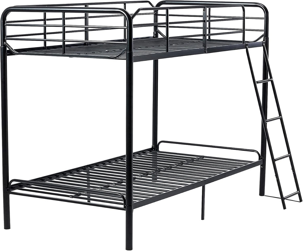 Twin Over Twin Black Stackable Bunk Bed with Ladder and Metal Frame G69722