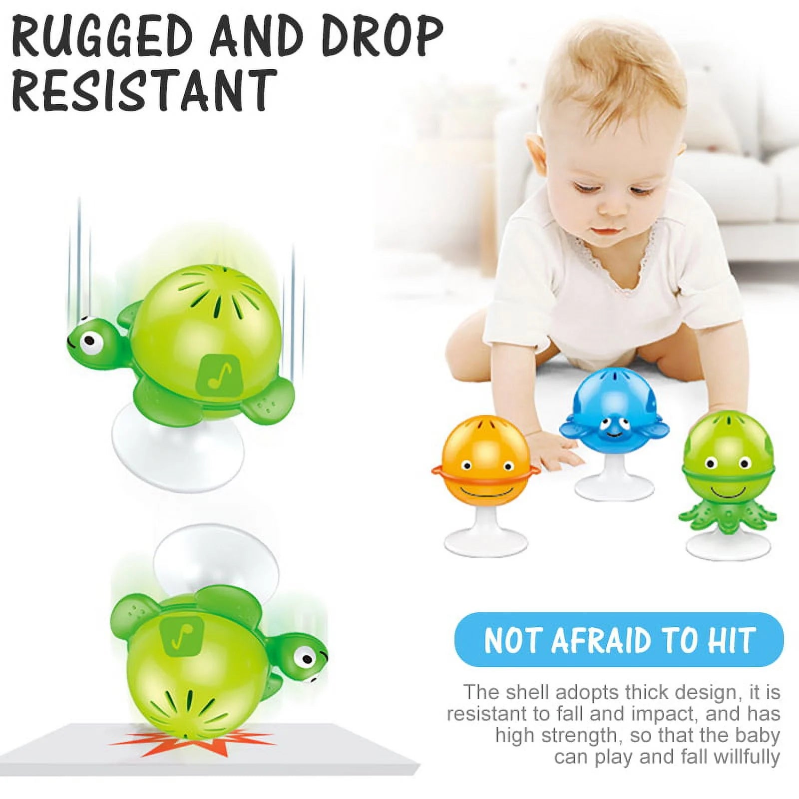 3 Pack Baby Rattles Set Suction Cup Toys U383861