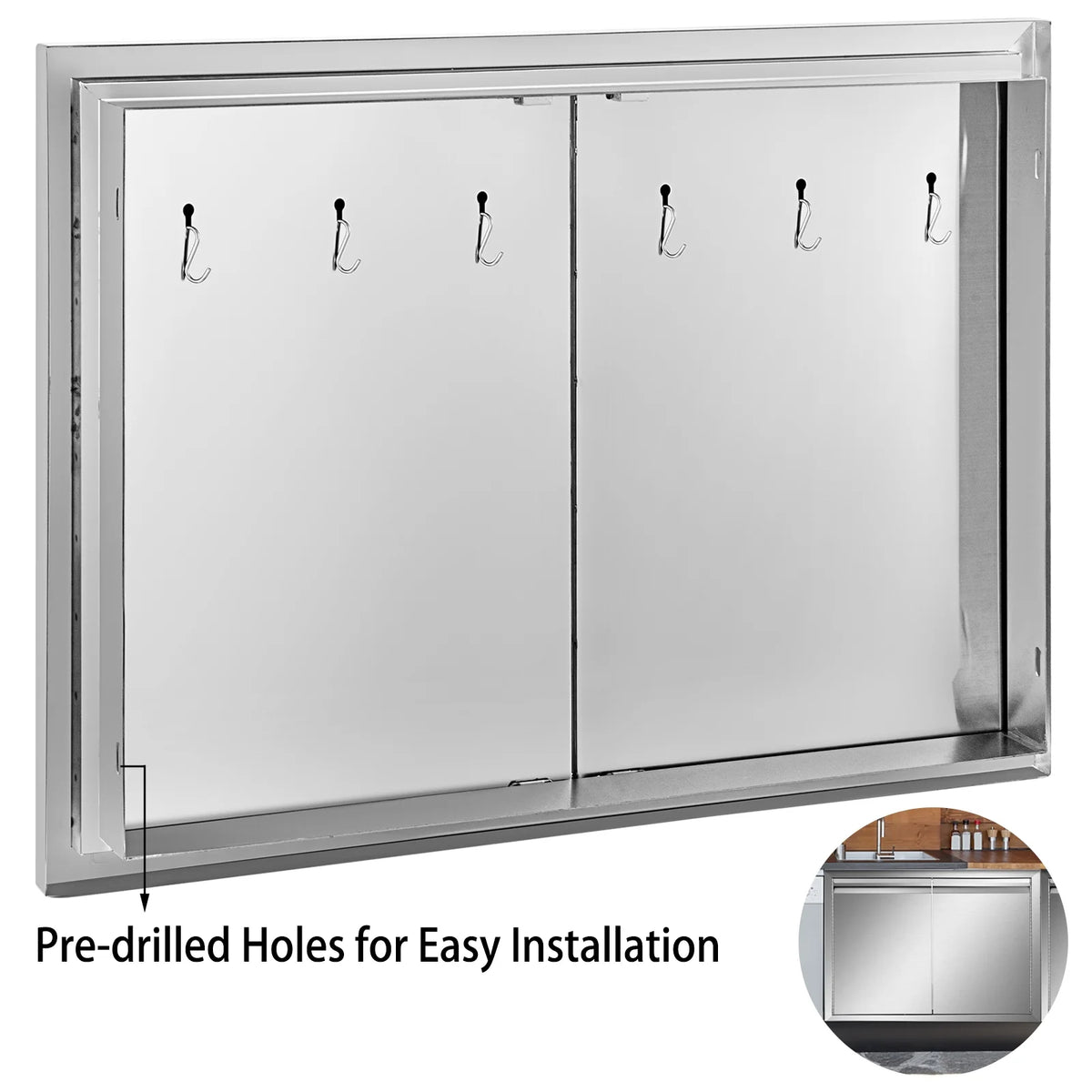 Double Wall Stainless Steel Outdoor Access Door with Hooks C1904