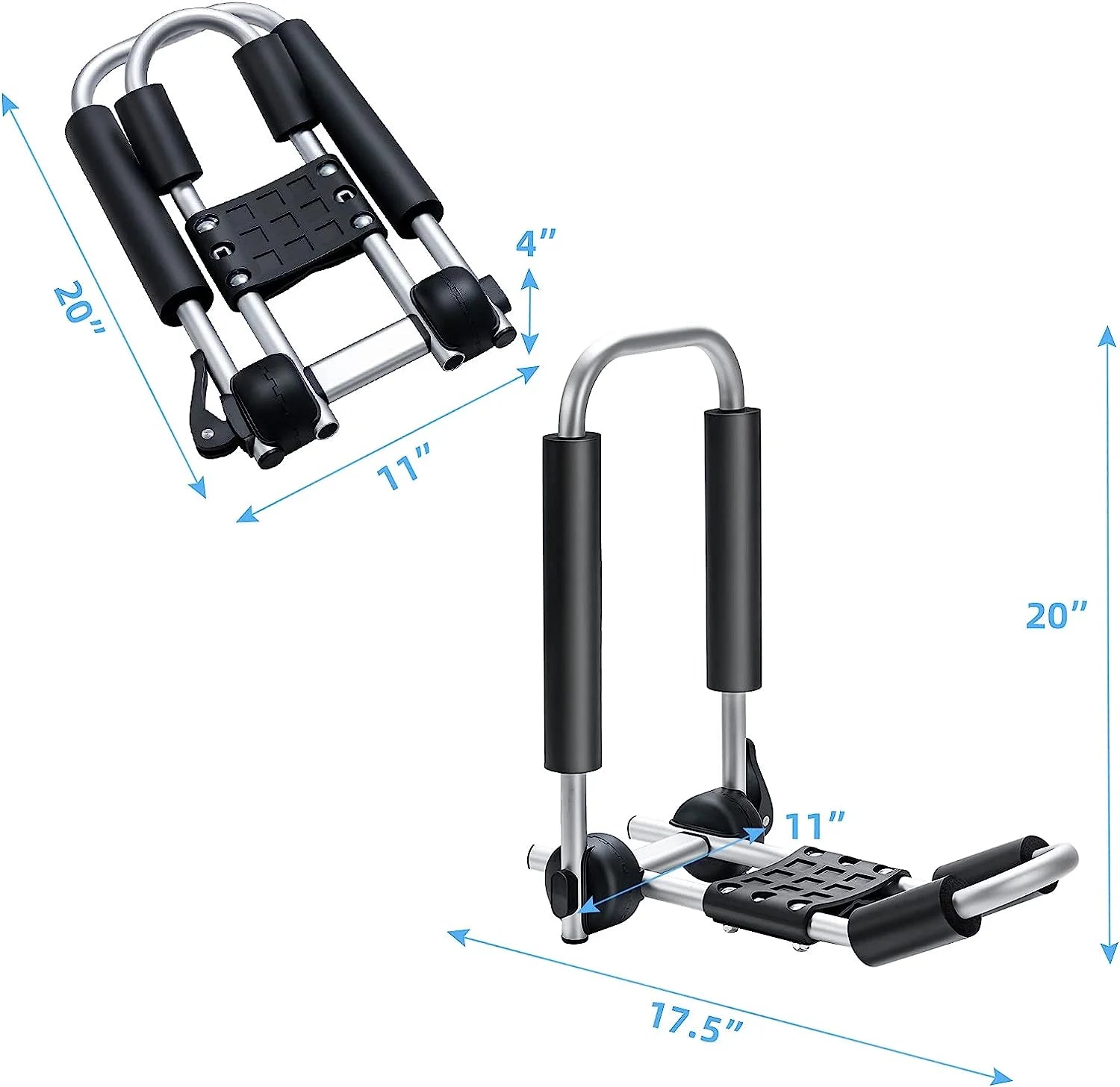 2 Pcs Folding J Bar Mount Rack with Ratchet Straps and Protective Foam Pad A257