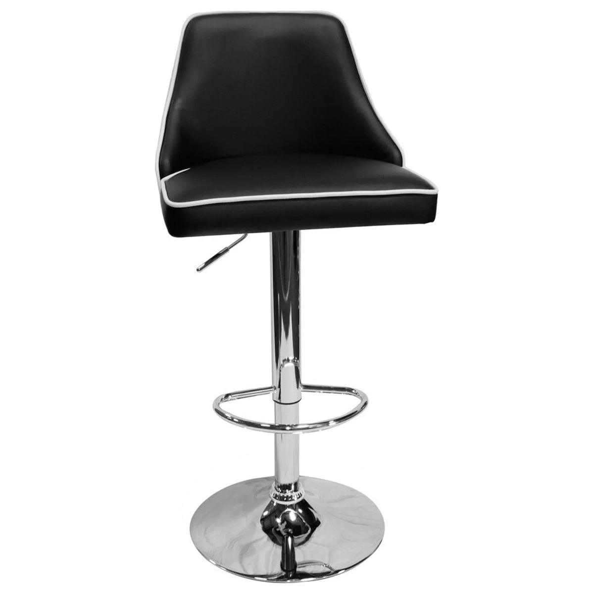 Faux Leather Adjustable Swivel Bar Stool in Black (Set of 2) Z867743