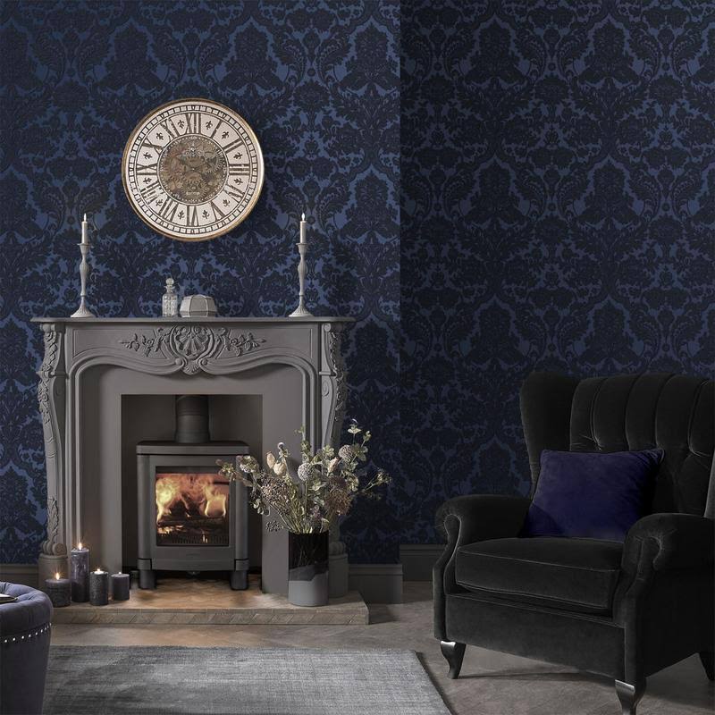 Gothic Damask Noir Wallpaper C69219