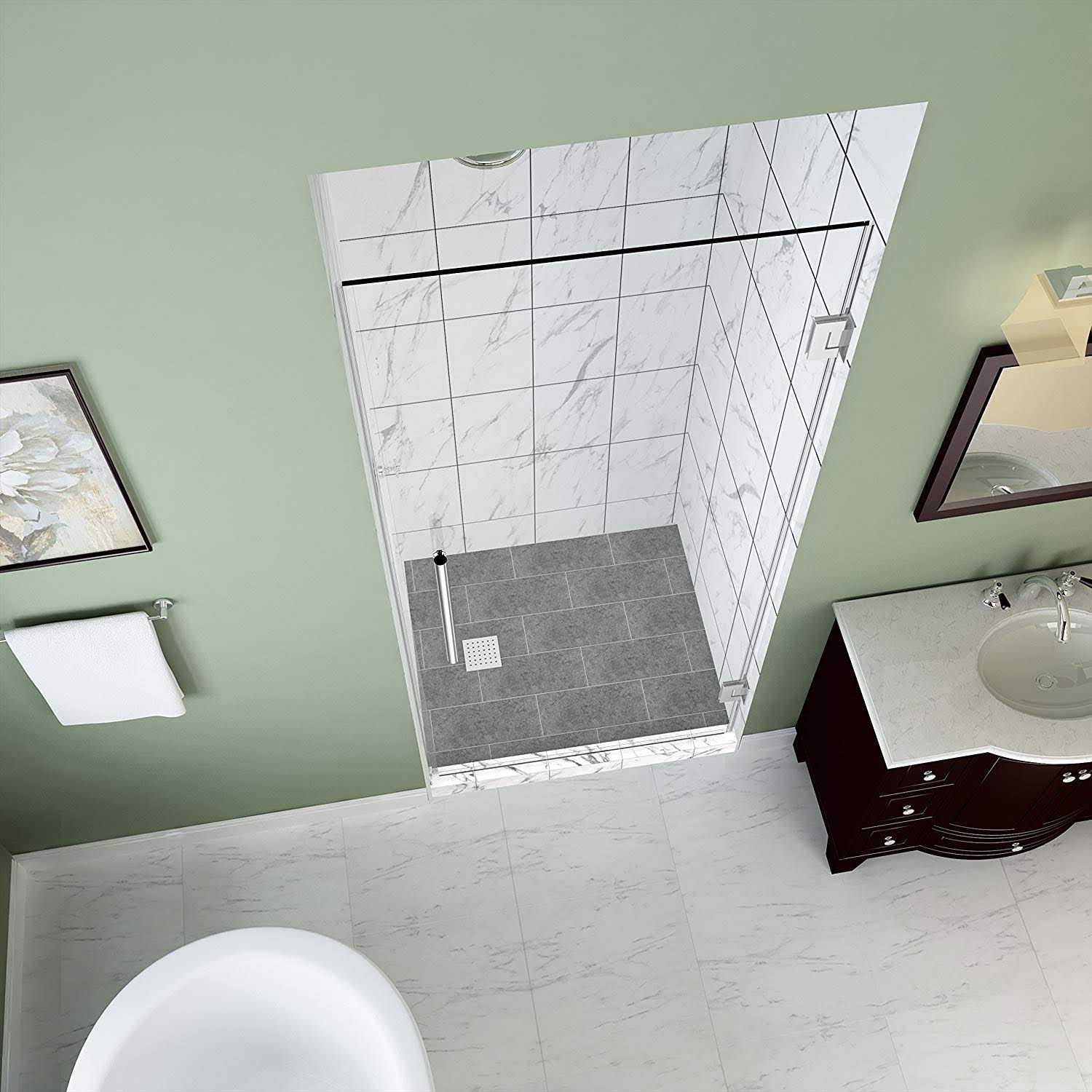 72x22 High x 36x22 Wide Frameless Shower Door Chrome T285