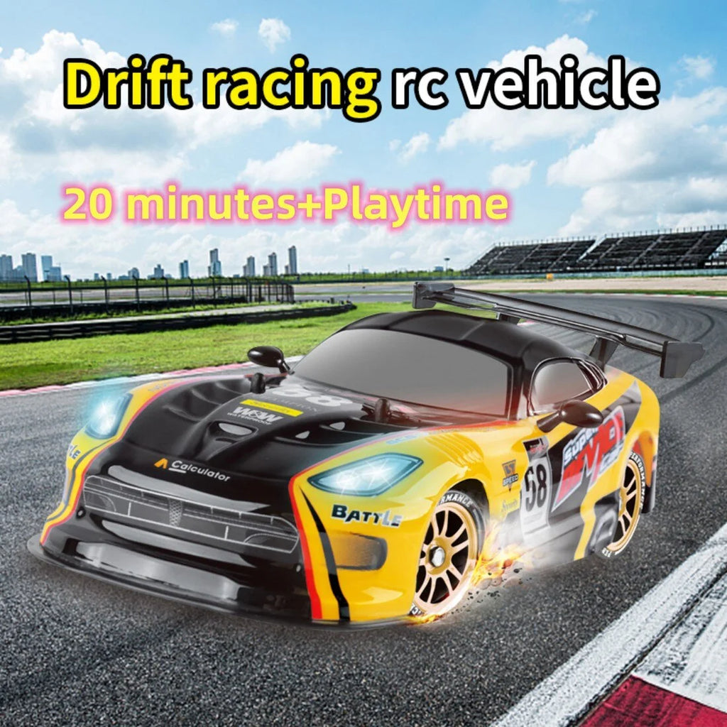 Yellow 4WD Remote Control Drift Car with 2 Batteries B9077