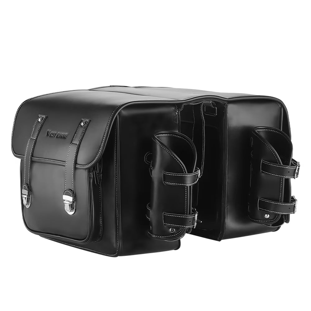 Retro Leather Bike Rear Bag with Side Bag P798