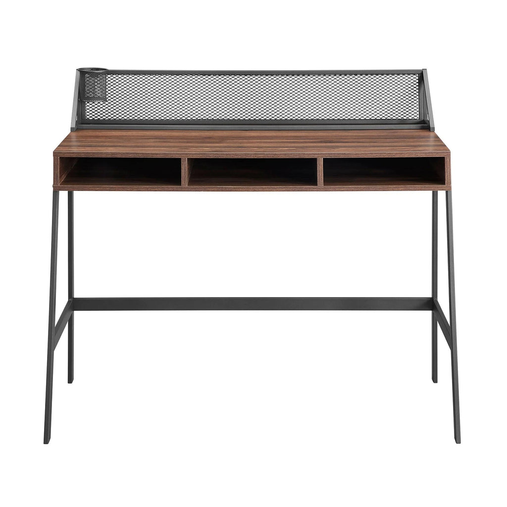 Dark Walnut Mesh Back Writing Desk A503