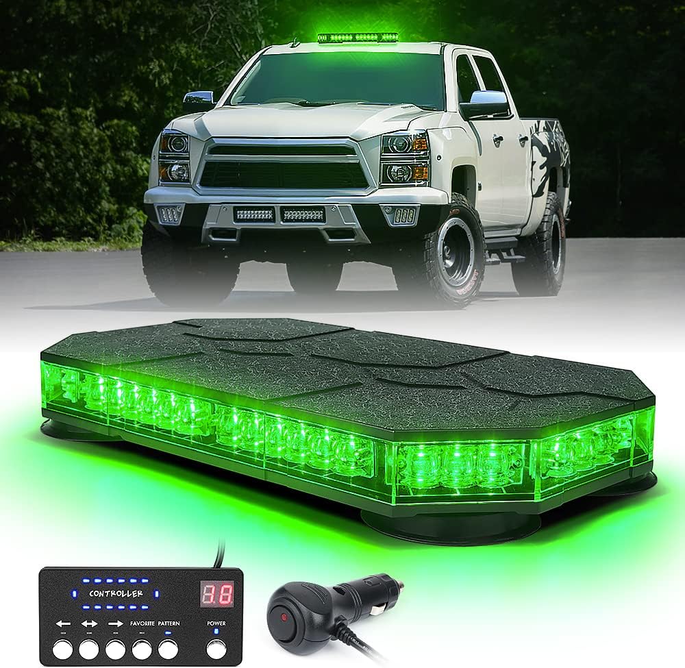 White Amber LED Rooftop Strobe Beacon Light Bar with Magnetic Mount A383146