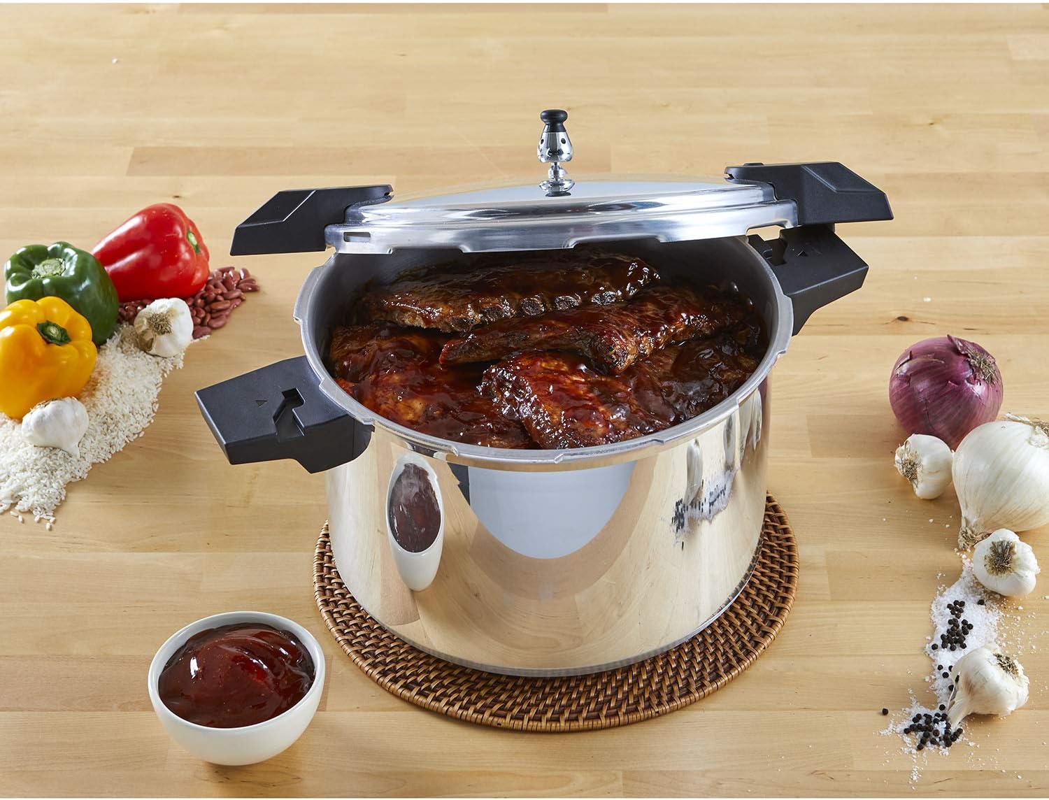 16Qt Jumbo Stovetop Pressure Cooker With Regulator And Side Handles U5038