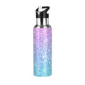 Glitter Gold Purple Green Stainless Steel Vacuum Insulated Water Bottle with Straw Lid 20 OZ T6247