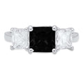 18K White Gold Three-Stone Ring with Clear Simulated Diamond R6556