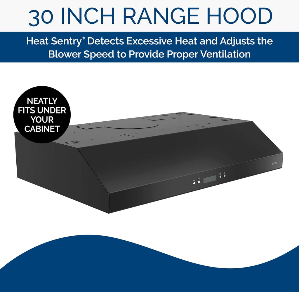 Black 30-Inch Under Cabinet Range Hood with Light Exhaust Fan, 400 CFM Q5091