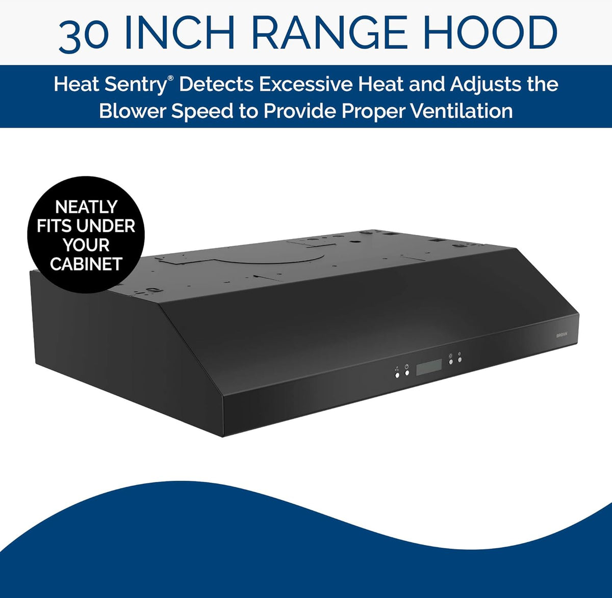 Black 30-Inch Under Cabinet Range Hood with Light Exhaust Fan, 400 CFM Q5091