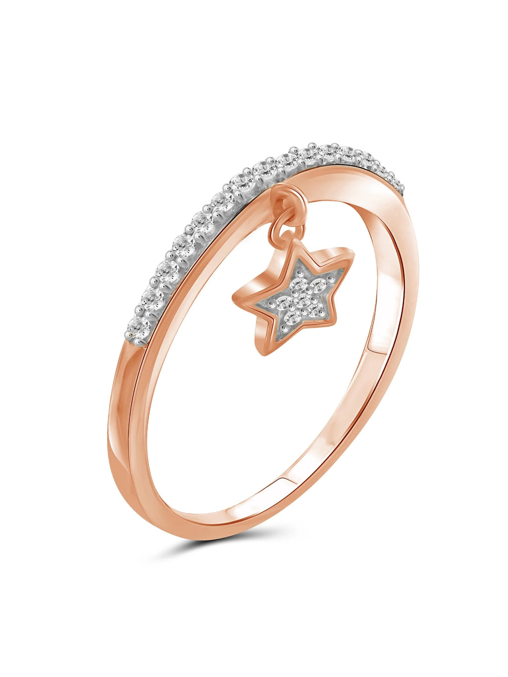 1/5 Carat White Diamond Ring Rose Gold Over Silver O852