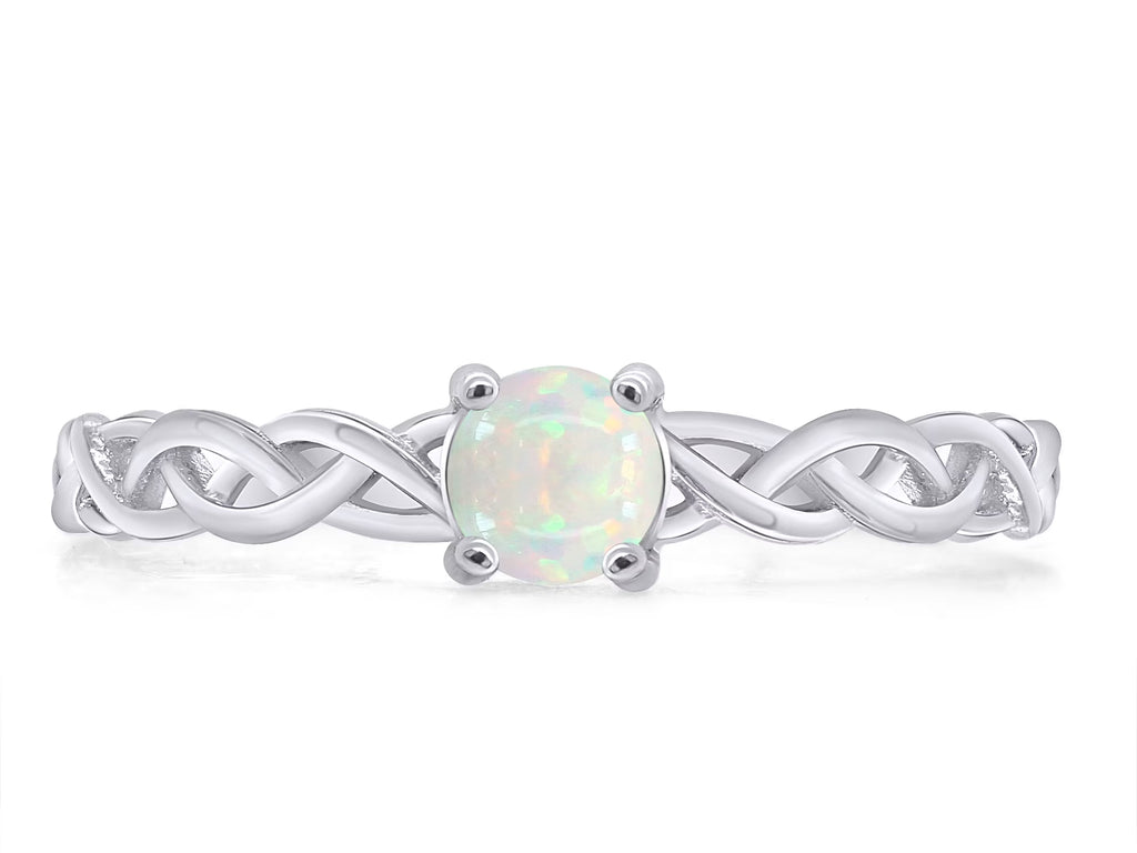 14k White Gold Over Sterling Silver Created Opal Solitaire Ring L6827