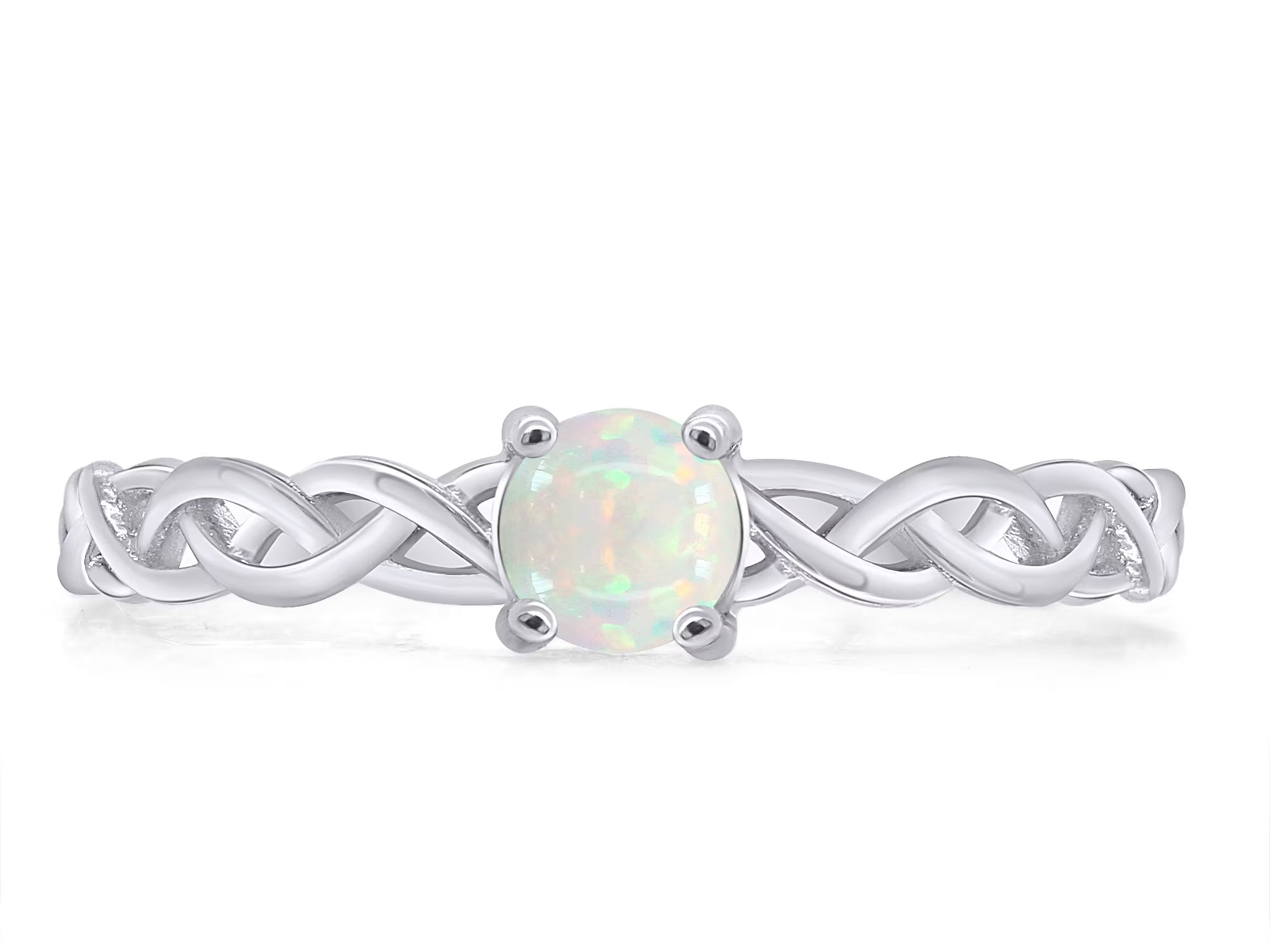 14k White Gold Over Sterling Silver Created Opal Solitaire Ring L6827