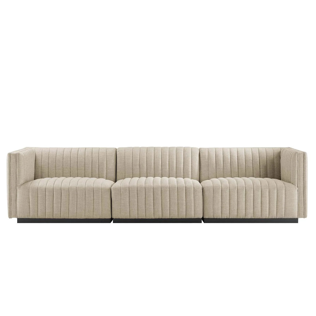 Black Beige Tufted Fabric Sofa K496214