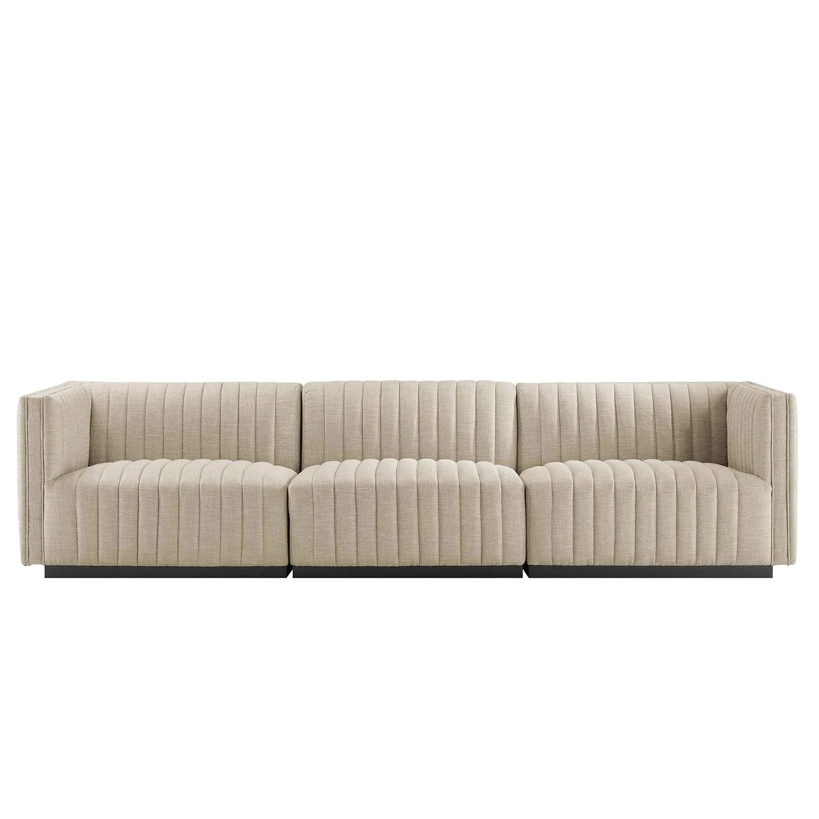 Black Beige Tufted Fabric Sofa K496214