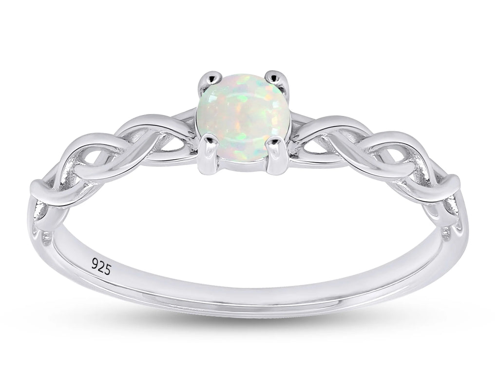 14k White Gold Over Sterling Silver Created Opal Solitaire Ring L6827