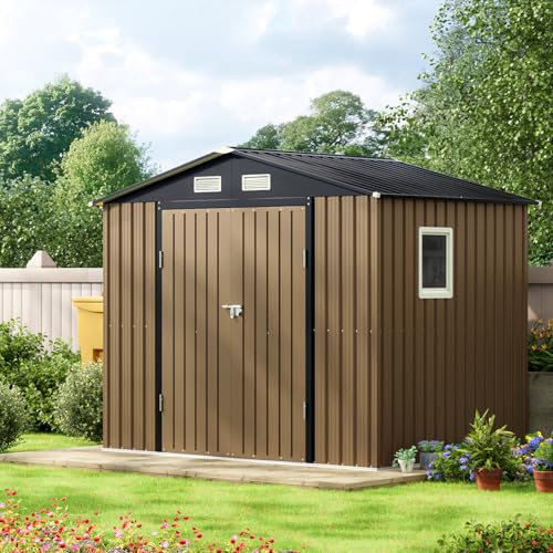 Brown Outdoor Steel Storage Shed V365379