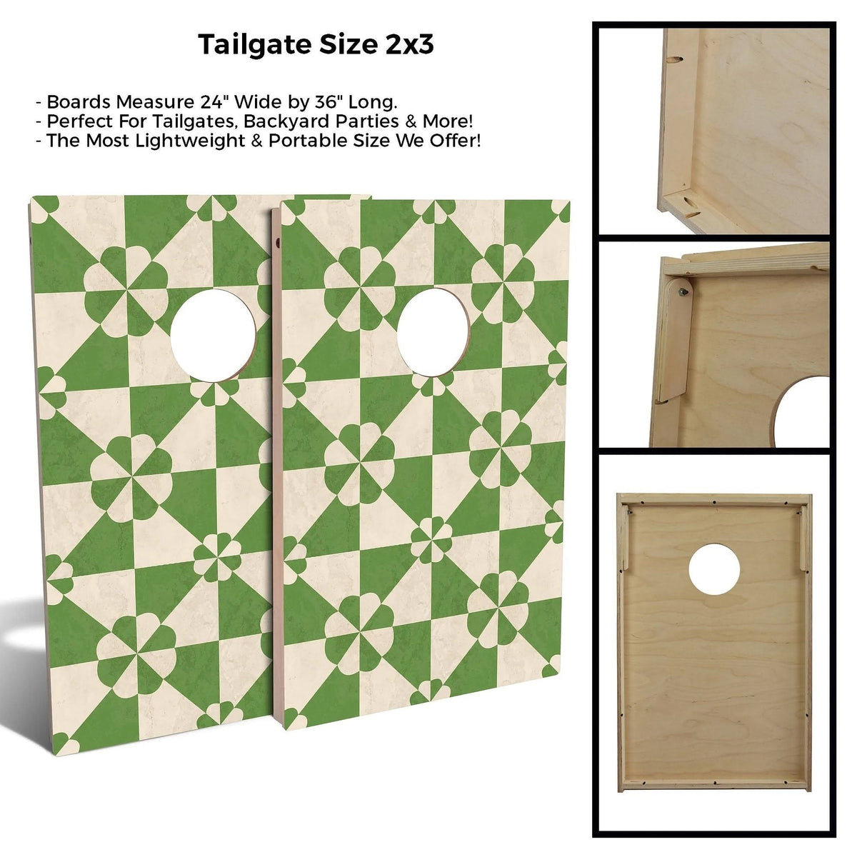 Green Tile Cornhole Set with Carrying Case E3746