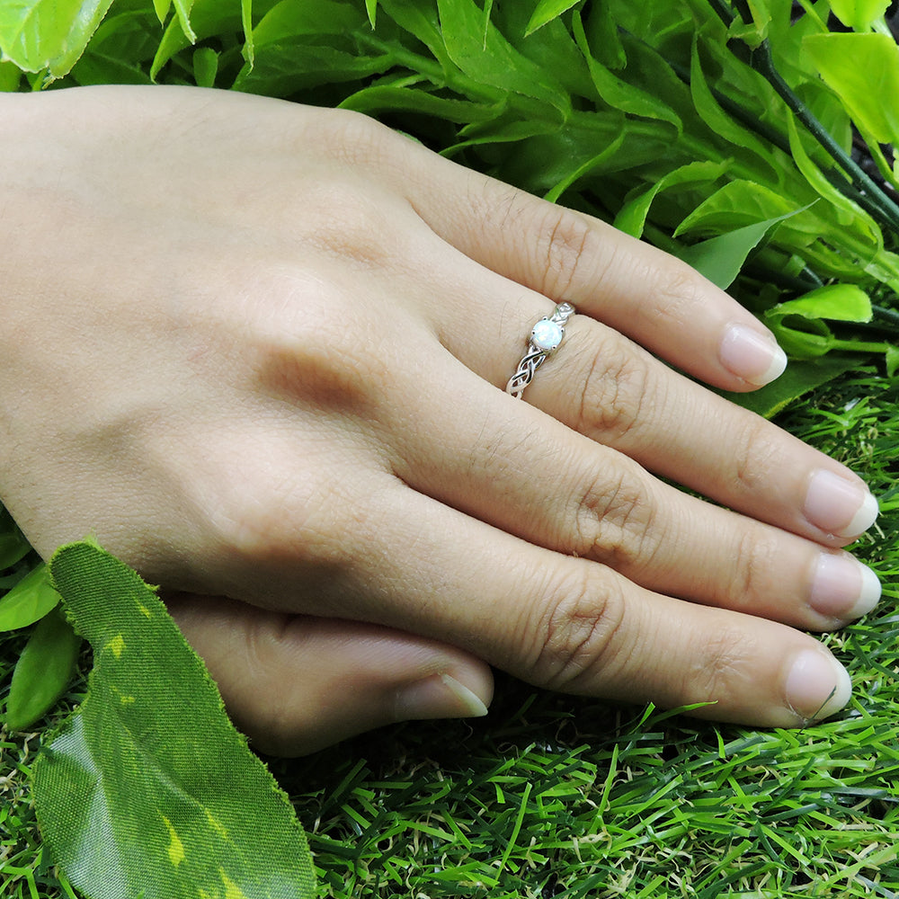 14k White Gold Over Sterling Silver Created Opal Solitaire Ring L6827