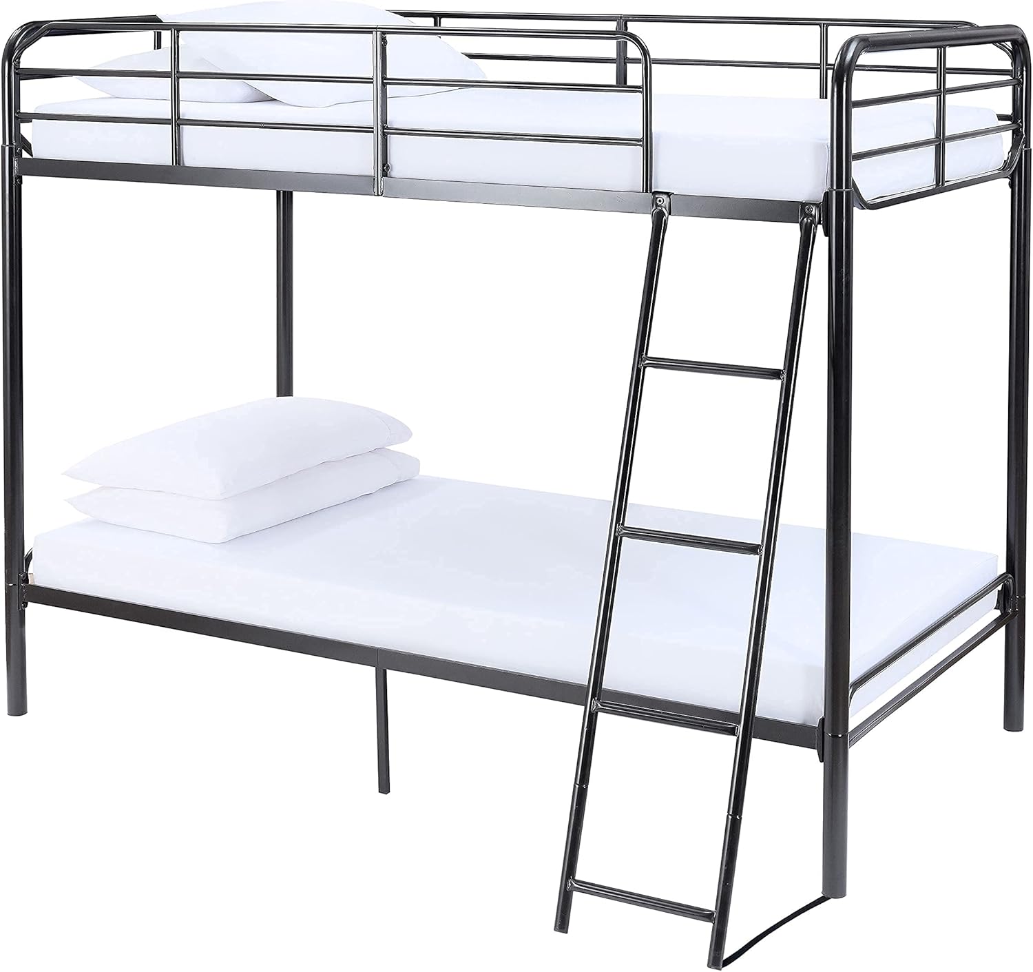 Twin Over Twin Black Stackable Bunk Bed with Ladder and Metal Frame G69722