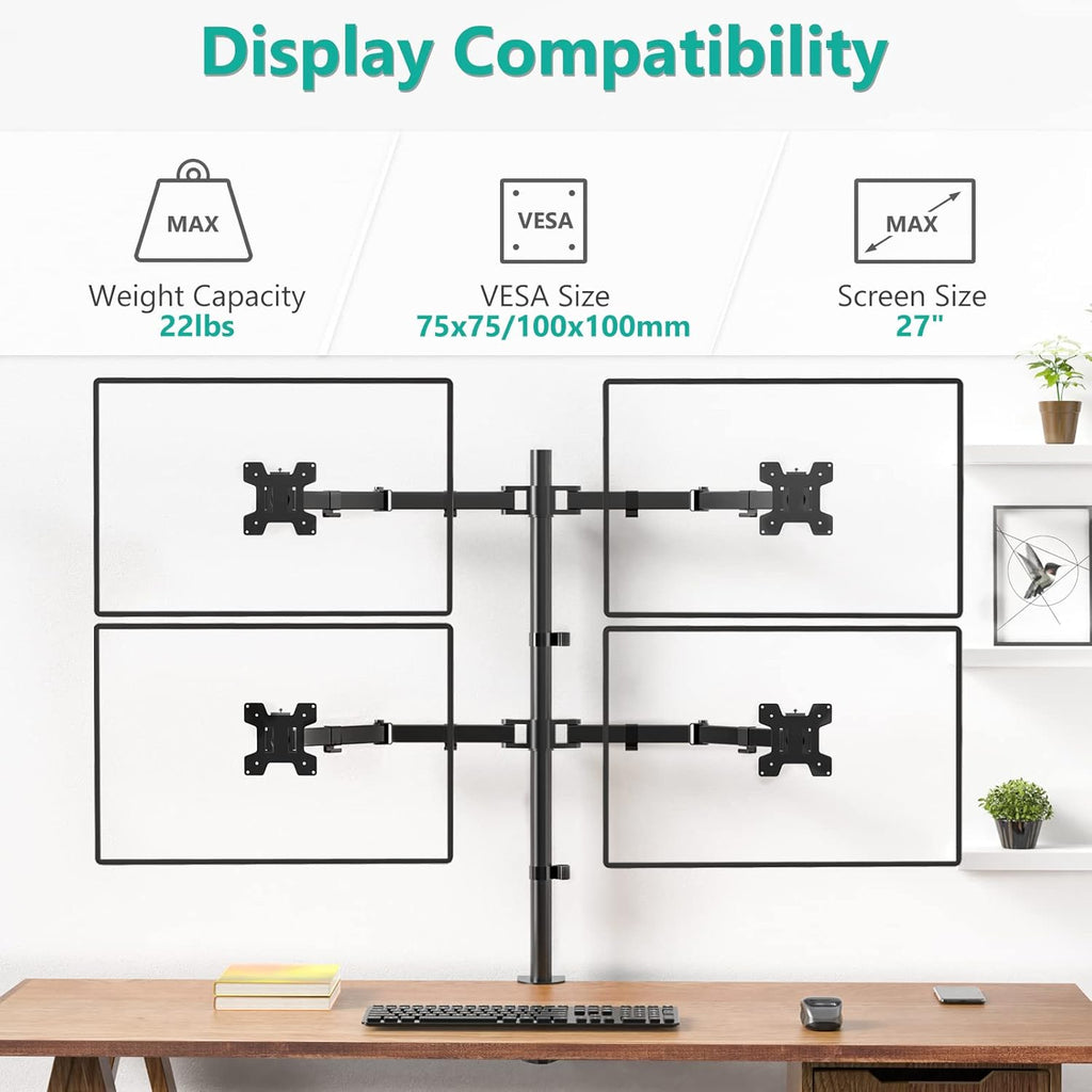 Quad Monitor Desk Mount, Black, Pack of 2 N9929