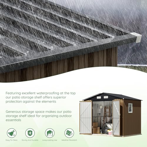Brown Outdoor Steel Storage Shed V365379