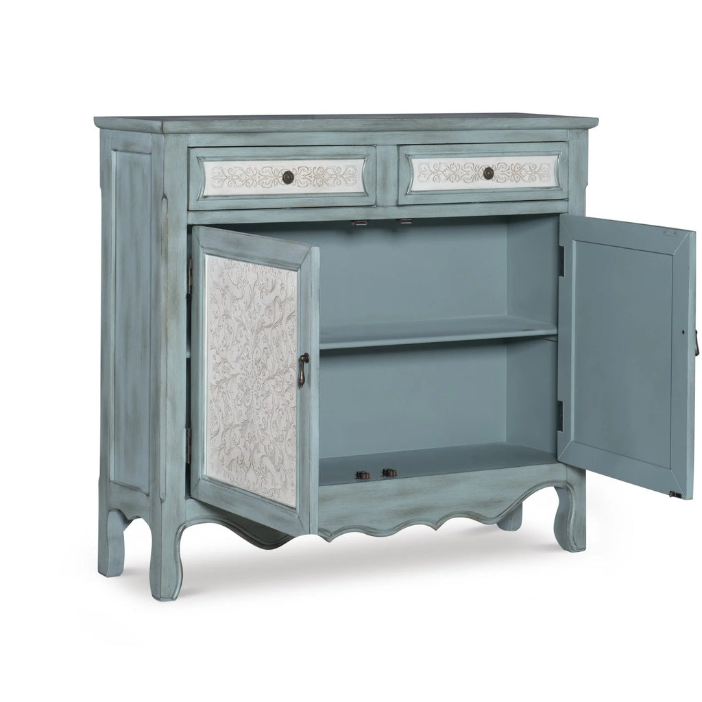 Blue 2-Door 2-Drawer Console Table with Shelves C482
