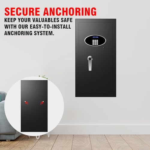6.1 Cub Fireproof Waterproof Home Safe Box with LCD Screen Digital Keypad and Key Lock H601372