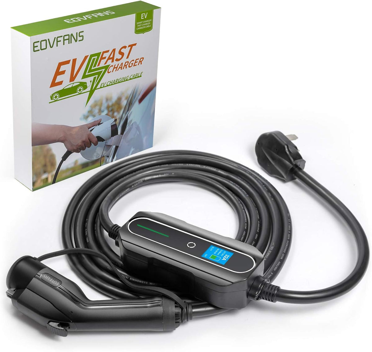 Portable EV Charger, NEMA14-50 220V-240V, 32 Amp Level 2 J1772 Charging Cable (Black) H366