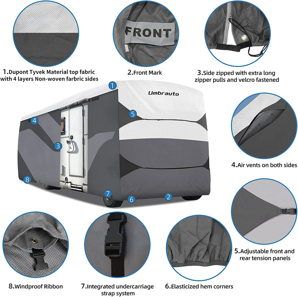 Grey 3 Layers Polypro RV Cover for 31-34Ft Motorhome U7415
